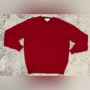 PAOLO MONDO Red V Neck 100% Cashmere Long Sleeve Sweater size L Mens
